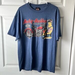 Harley Davidson Bravado HD Barnett Smokey Mountains Men’s T-Shirt Blue Large